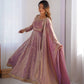 Elegant Fandy Silk Gown with Sequin Embroidery, Micro Pant and Matching Dupatta - Jaipuri Vastra
