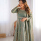 Elegant Fandy Silk Gown with Sequin Embroidery, Micro Pant and Matching Dupatta - Jaipuri Vastra