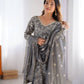 Chinon Silk Thread and Sequin Work Sharara Set with Micro Inner and Dupatta - Jaipuri Vastra
