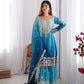 Elegant Chinon Silk Top with Coding Dori Sequin and Rivet Moti Work Plazzo Suit - Jaipuri Vastra