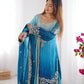 Elegant Chinon Silk Top with Coding Dori Sequin and Rivet Moti Work Plazzo Suit - Jaipuri Vastra