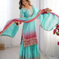 Elegant Chinon Silk Top with Coding Dori Sequin and Rivet Moti Work Plazzo Suit - Jaipuri Vastra