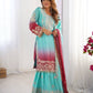 Elegant Chinon Silk Top with Coding Dori Sequin and Rivet Moti Work Plazzo Suit - Jaipuri Vastra