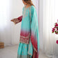 Elegant Chinon Silk Top with Coding Dori Sequin and Rivet Moti Work Plazzo Suit - Jaipuri Vastra