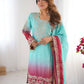 Elegant Chinon Silk Top with Coding Dori Sequin and Rivet Moti Work Plazzo Suit - Jaipuri Vastra