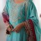 Elegant Chinon Silk Top with Coding Dori Sequin and Rivet Moti Work Plazzo Suit - Jaipuri Vastra