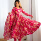 Premium Organza Silk Full-Flare Anarkali with Canvas Trim and Coordinated Dupatta & Pant - Jaipuri Vastra
