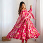 Premium Organza Silk Full-Flare Anarkali with Canvas Trim and Coordinated Dupatta & Pant - Jaipuri Vastra