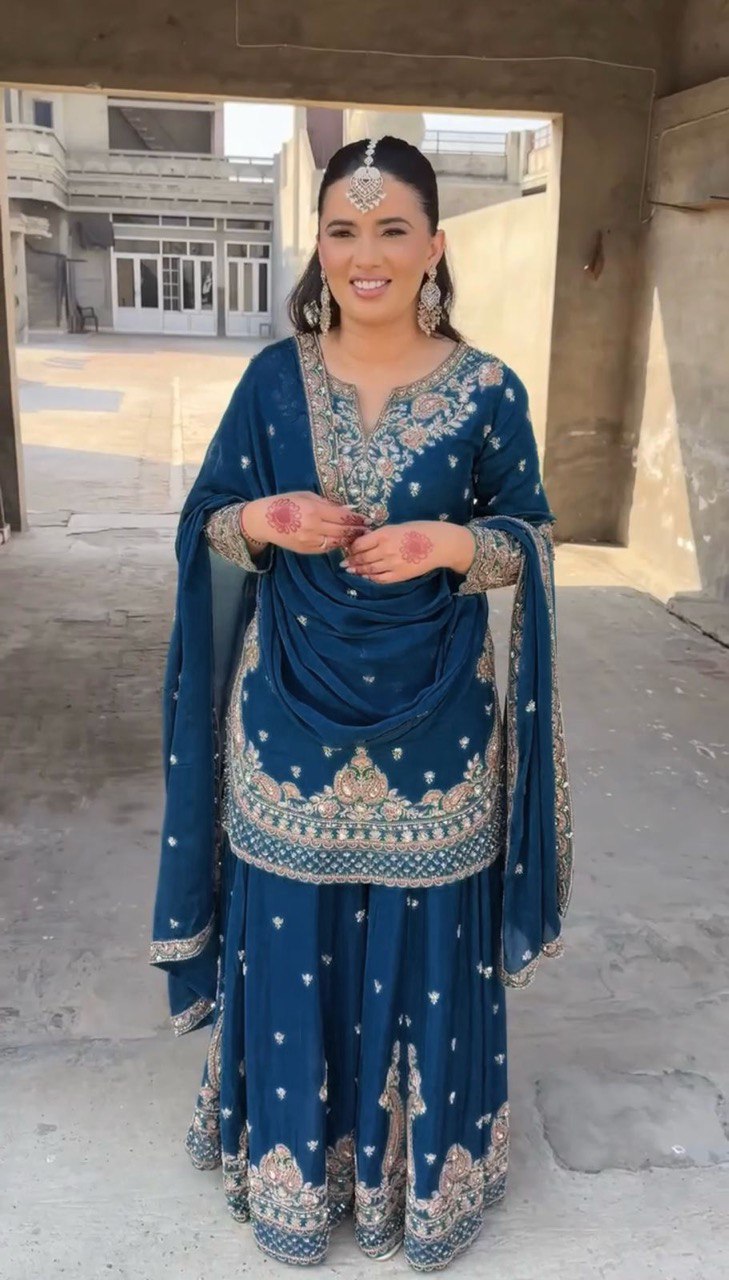 Chic Chinon Silk Palazzo and Dupatta Combination for Every Occasion - Jaipuri Vastra