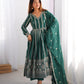 Elegant Star Georgette Embroidered Gown with Plain Pant and Thread Work Dupatta - Jaipuri Vastra