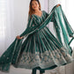 Elegant Star Georgette Embroidered Gown with Plain Pant and Thread Work Dupatta - Jaipuri Vastra