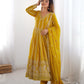 Elegant Star Georgette Embroidered Gown with Plain Pant and Thread Work Dupatta - Jaipuri Vastra