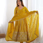 Elegant Star Georgette Embroidered Gown with Plain Pant and Thread Work Dupatta - Jaipuri Vastra