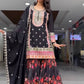 Faux Georgette Palazzo Suit Set with Sequin Embroidery and Digital Print Detailing - Jaipuri Vastra