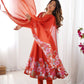 Designer Organza Silk Anarkali with Hand Embroidered Flower Work and Zipper Finish - Jaipuri Vastra