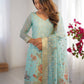 Chanderi Silk Jacquard Work Suit Set with Plain Pant and Matching Dupatta - Jaipuri Vastra