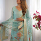 Chanderi Silk Jacquard Work Suit Set with Plain Pant and Matching Dupatta - Jaipuri Vastra