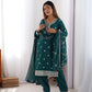 Chinon Silk Thread and Sequin Embroidered Top with Matching Pant and Dupatta - Jaipuri Vastra