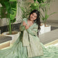 Pure Chanderi Anarkali Suit in Roman Silk with Flare, Paired with Dupatta and Bottoms - Jaipuri Vastra