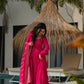 Pure Chanderi Anarkali Suit in Roman Silk with Flare, Paired with Dupatta and Bottoms - Jaipuri Vastra