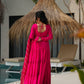 Pure Chanderi Anarkali Suit in Roman Silk with Flare, Paired with Dupatta and Bottoms - Jaipuri Vastra