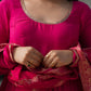 Pure Chanderi Anarkali Suit in Roman Silk with Flare, Paired with Dupatta and Bottoms - Jaipuri Vastra