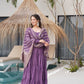 Pure Chanderi Anarkali Suit in Roman Silk with Flare, Paired with Dupatta and Bottoms - Jaipuri Vastra