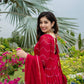 Designer Anarkali Suit Set for Women Faux Georgette with Embroidery and Lace Dupatta - Jaipuri Vastra