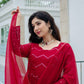 Designer Anarkali Suit Set for Women Faux Georgette with Embroidery and Lace Dupatta - Jaipuri Vastra