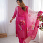 Chanderi Silk Jacquard Work and Digital Print Suit Set with Pant and Dupatta - Jaipuri Vastra