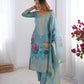 Chanderi Silk Jacquard Work and Digital Print Suit Set with Pant and Dupatta - Jaipuri Vastra