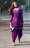 Designer Dhoti Suit Set for Women in Faux Georgette with Sequins and Zari Embroidery - Jaipuri Vastra