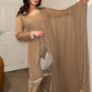 New Designer Faux Georgette Embroidered Top Farshi Pant Dupatta Set - Jaipuri Vastra