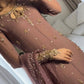 New Designer Faux Georgette Embroidered Top Bottom Dupatta Set in Rose Pink - Jaipuri Vastra