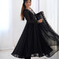 Designer Faux Georgette Anarkali Set with Embroidery, Bead and Zari Detailing - Jaipuri Vastra