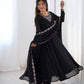 Designer Faux Georgette Anarkali Set with Embroidery, Bead and Zari Detailing - Jaipuri Vastra