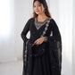 Designer Faux Georgette Anarkali Set with Embroidery, Bead and Zari Detailing - Jaipuri Vastra