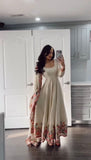Chinon Silk Off White Three-Piece Set Featuring Sleek Pant and Subtle Dupatta - Jaipuri Vastra