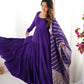 Pure Chanderi Anarkali Suit in Roman Silk with Flare, Paired with Dupatta and Bottoms - Jaipuri Vastra