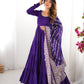 Pure Chanderi Anarkali Suit in Roman Silk with Flare, Paired with Dupatta and Bottoms - Jaipuri Vastra