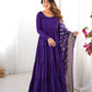 Pure Chanderi Anarkali Suit in Roman Silk with Flare, Paired with Dupatta and Bottoms - Jaipuri Vastra
