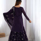 Elegant Star Georgette Sharara Suit with Front and Back Thread Sequin Work and Dupatta - Jaipuri Vastra