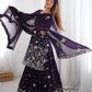 Elegant Star Georgette Sharara Suit with Front and Back Thread Sequin Work and Dupatta - Jaipuri Vastra