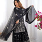 Elegant Star Georgette Sharara Suit with Front and Back Thread Sequin Work and Dupatta - Jaipuri Vastra