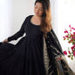 Pure Chanderi Anarkali Suit in Roman Silk with Flare, Paired with Dupatta and Bottoms - Jaipuri Vastra