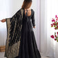 Pure Chanderi Anarkali Suit in Roman Silk with Flare, Paired with Dupatta and Bottoms - Jaipuri Vastra