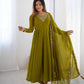 Designer Faux Georgette Anarkali Set with Embroidery, Bead and Zari Detailing - Jaipuri Vastra