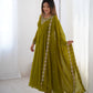 Designer Faux Georgette Anarkali Set with Embroidery, Bead and Zari Detailing - Jaipuri Vastra