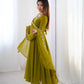 Designer Faux Georgette Anarkali Set with Embroidery, Bead and Zari Detailing - Jaipuri Vastra