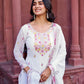 Designer Faux Georgette Thread and Sequin Work Top with Sharara and Dupatta - Jaipuri Vastra